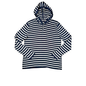 Vince Hoodie Mens Sz M Navy White Nautical Stripe Cotton Knit Pullover